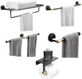 Bathroom Towel Rack Set,5 Pcs Bathroom Hardware Set Black Gold Bath Towel Bar Set,Towel Bar,Toilet Paper Holder,Towel Ring,Brass Wall Mounted Bathroom Accessories kit