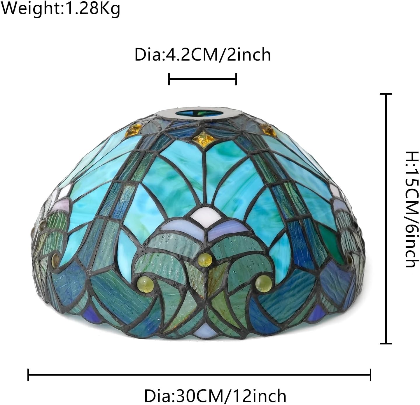 Lamp Shade Replacement Only 12 Inch Small Stained Glass Ceiling Light Blue led Vintage Art Deco For Pendant Wall Floor Lamps