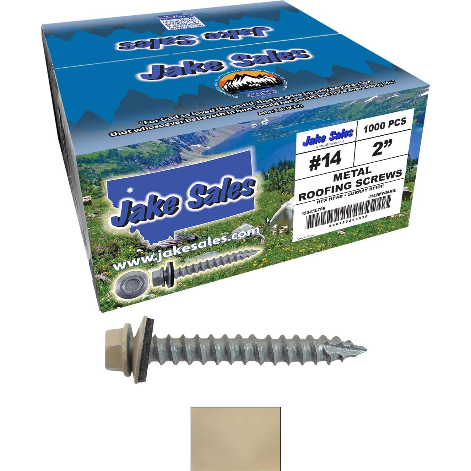 14x2 Metal Roofing Screws (Surrey Beige) (14X2 MRS CASE)