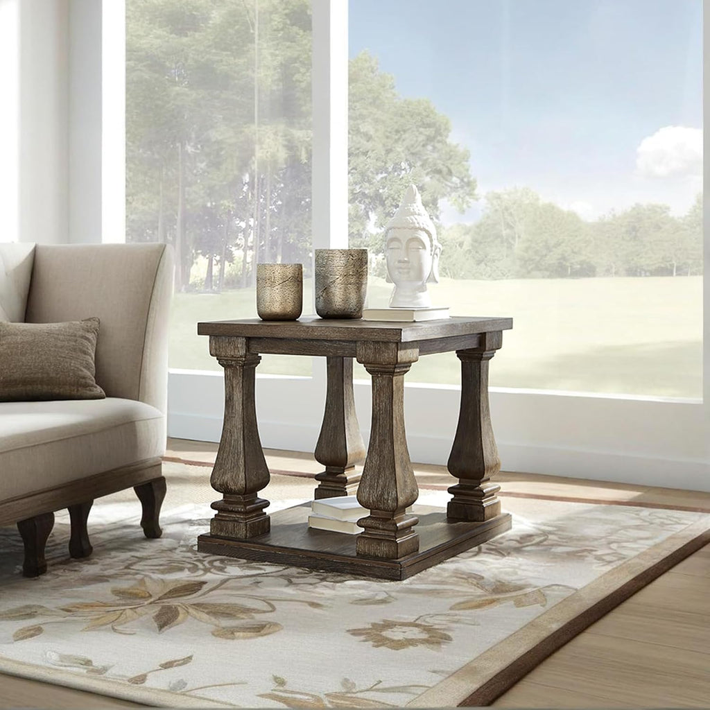 Signature Design by Ashley Johnelle Modern Country Rectangular End Table, Weathered Brown