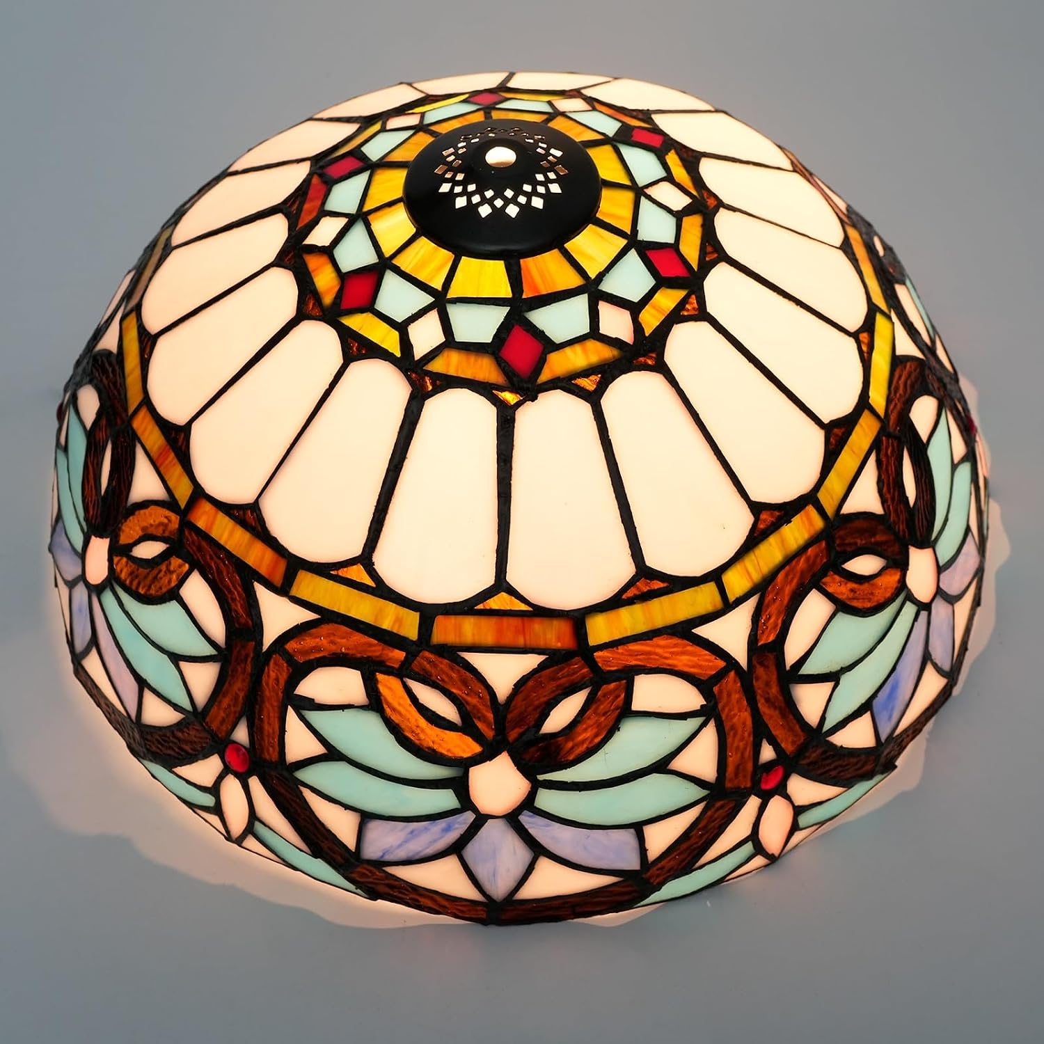 Lamp Shade Replacement 16 Inch Blue Heart Stained Glass Ceiling Light Large Vintage Art Deco For Table Lamps Floor Pendant