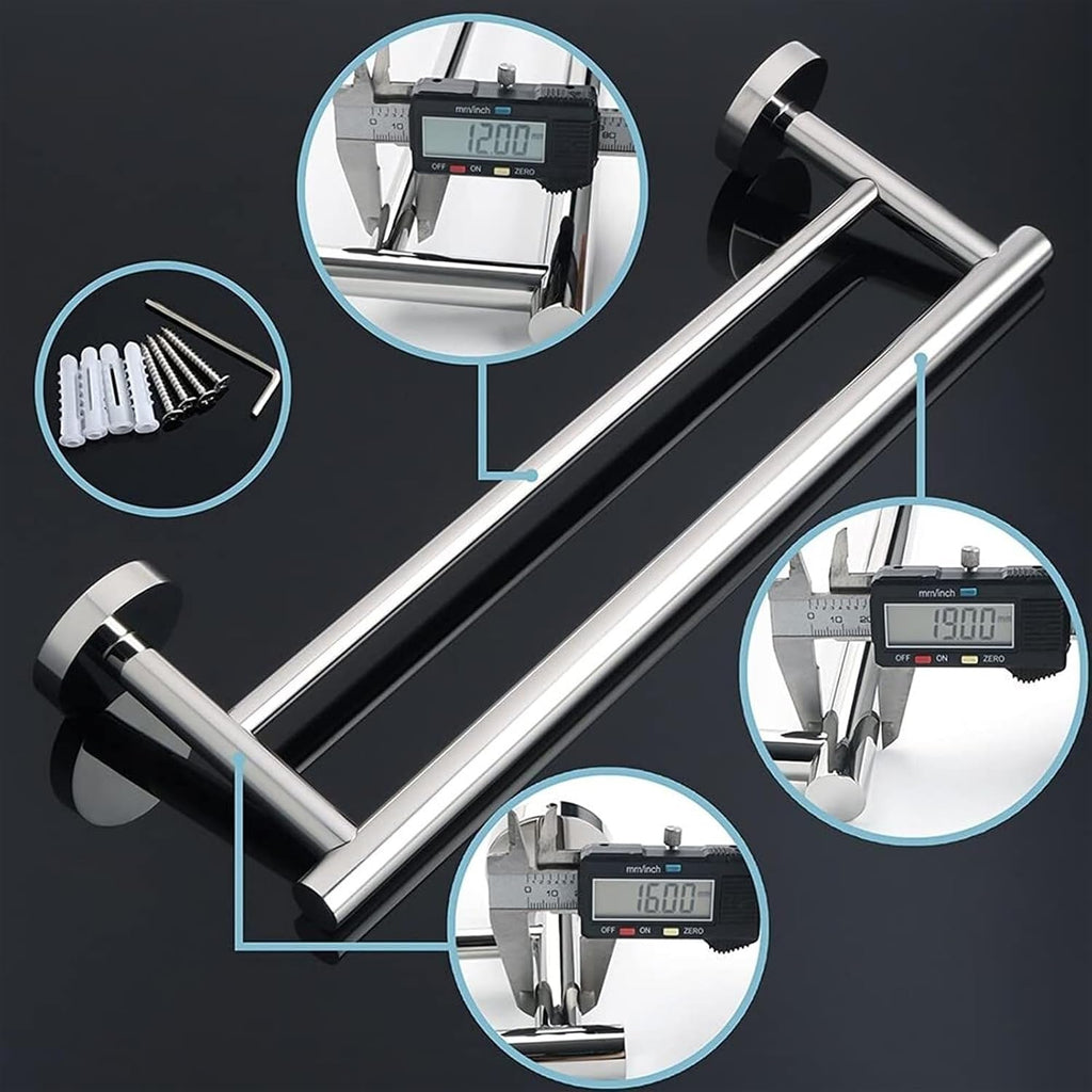 Bathroom Shelves Towel Rail Rack 30cm/40cm Double Towel Rail, SUS304 Stainless Steel Bathroom Hand Towel Holder, Chrome Towel Bar Ring, Wall Mounted Storage Rack for Bathroom