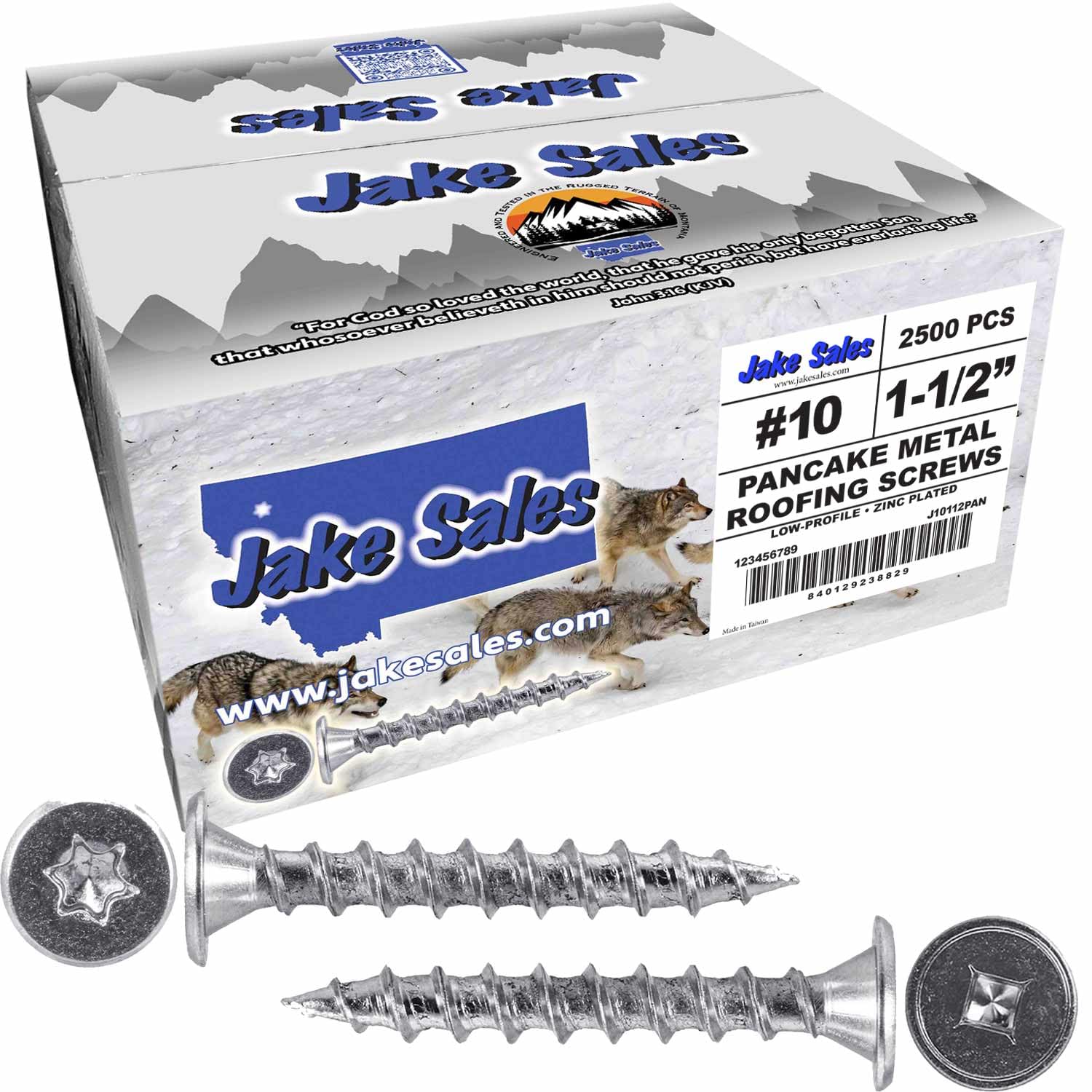 10 x 1-1/2' Low Profile Pancake Head Roofing Screws - Wood to Metal - for Standing Seam Roofs - Zinc Plated - 20 X 250 Bags - 5,000 Screws
