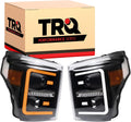 TRQ Performance Driver and Passenger Side Headlight Assembly Set Black Housing Compatible with 11-16 Ford F-250 Super Duty 11-16 Ford F-350 Super Duty 11-16 Ford F-450 Super Duty