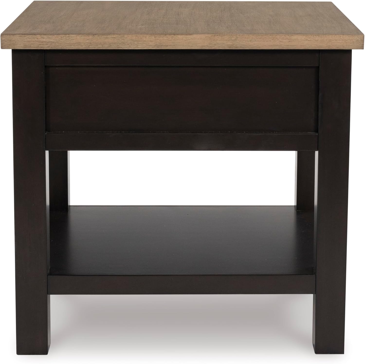 Signature Design by Ashley Drazmine Casual End Table with 1 Lower Shelf, Light Brown & Black