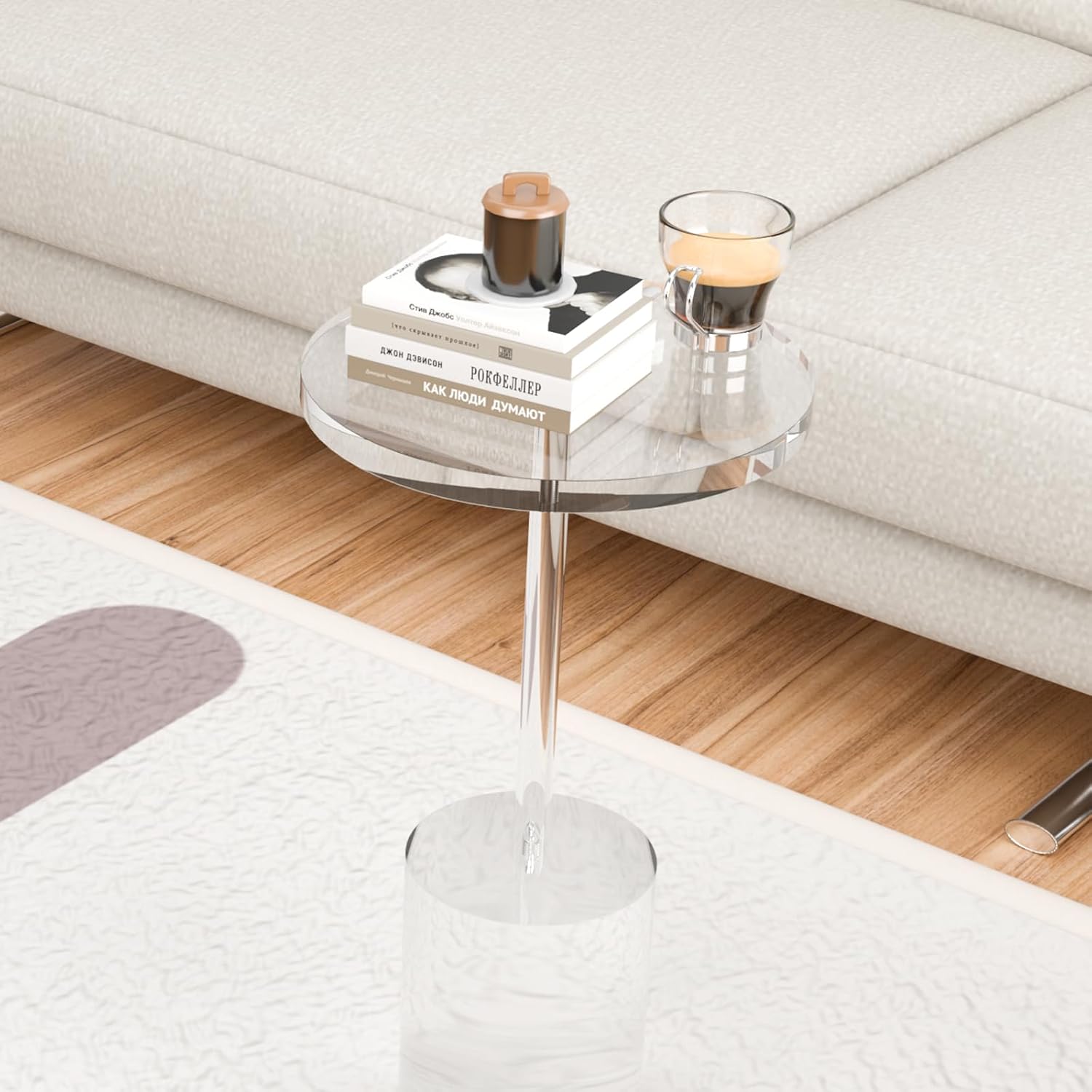 Acrylic End Table, Modern Minimalist Acrylic Side Tables, Clear Side Table for Living Room, Bedroom, Office, Drink Table (12' D x 12' W x 21' H, Transparent)