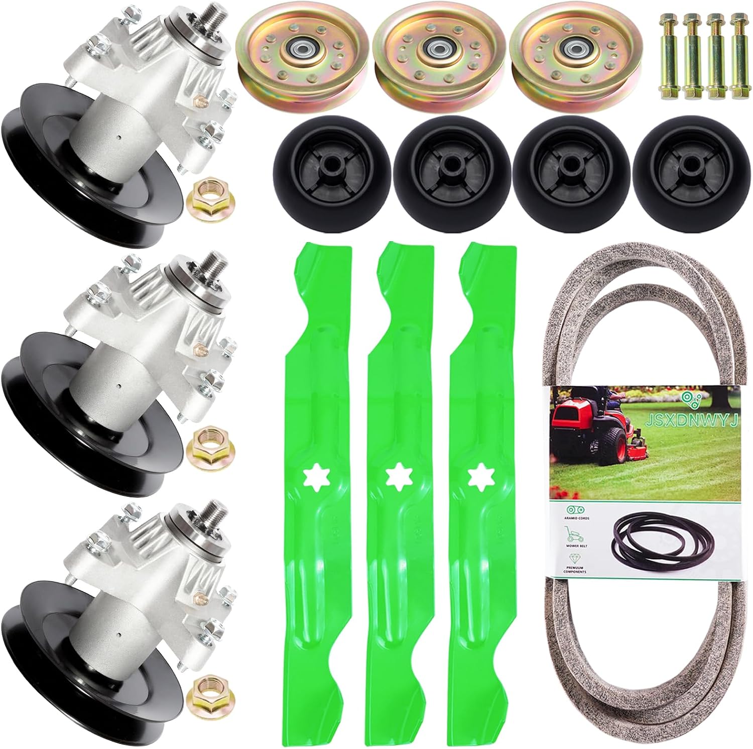 50 Inch Mower Deck Rebuild Kit - Fits Cub Cadet MTD RZT-50 RZT-50VT RZT50 ZT50 Troy Bilt Mustang XP 50, 3 Spindles (618-04126) 3 Blades (942-04053) 1 Belt (754-04044) 3 Idler (956-04129) 4 Wheels