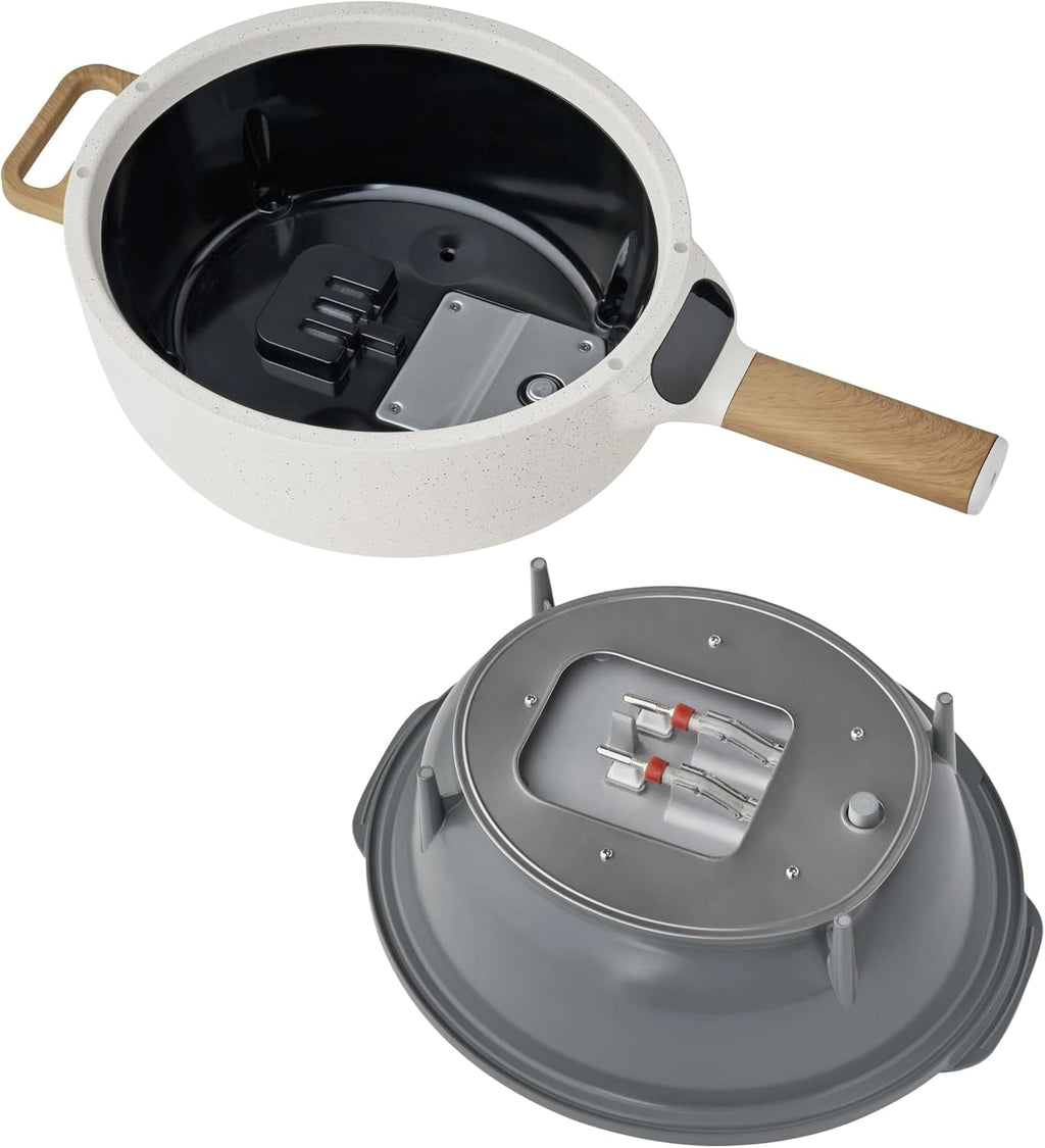 Electric Skillet with Detachable Handle, 3.5-Liter Ceramic Nonstick Frying Pan for One-Pot Meals