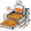 FOHERE Commercial Automatic Donut Maker Machine, 1750W 4-Row Mini Donut Fryer, 3L Hopper with Intelligent Control, 250PCS/H High Capacity, Stainless Steel for Bakeries, Cafes & Dessert Shops (Silver)