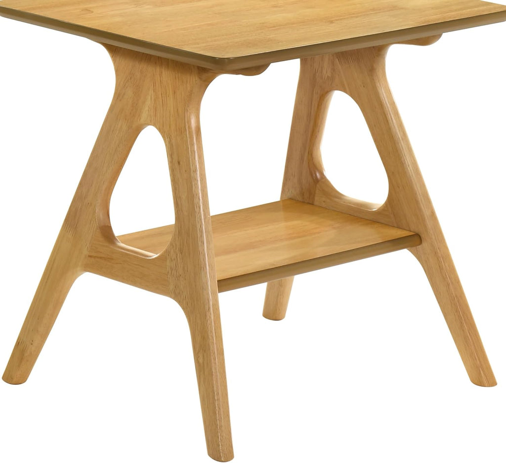 Roundhill Furniture Arona 3-Piece Coffee Table Set, Coffee Table and Two End Tables, Natural Oak Finish