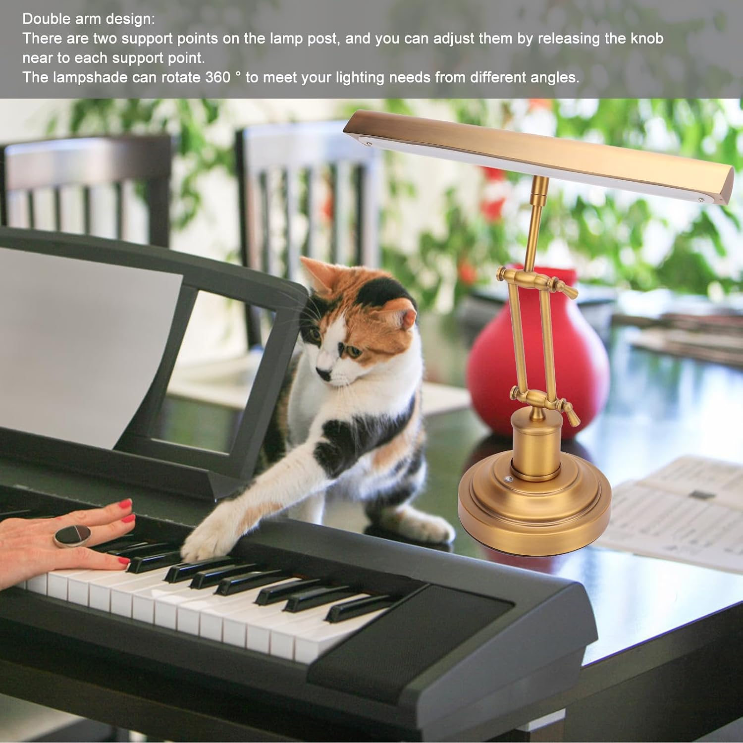 Asixxsix Piano Light for Upright Piano, 12W Classic LED Lamp Eye Care Music Stand Light with 3 Color Modes, Touch Control Adjustable Lamp for Digital and Grand (US Plug)