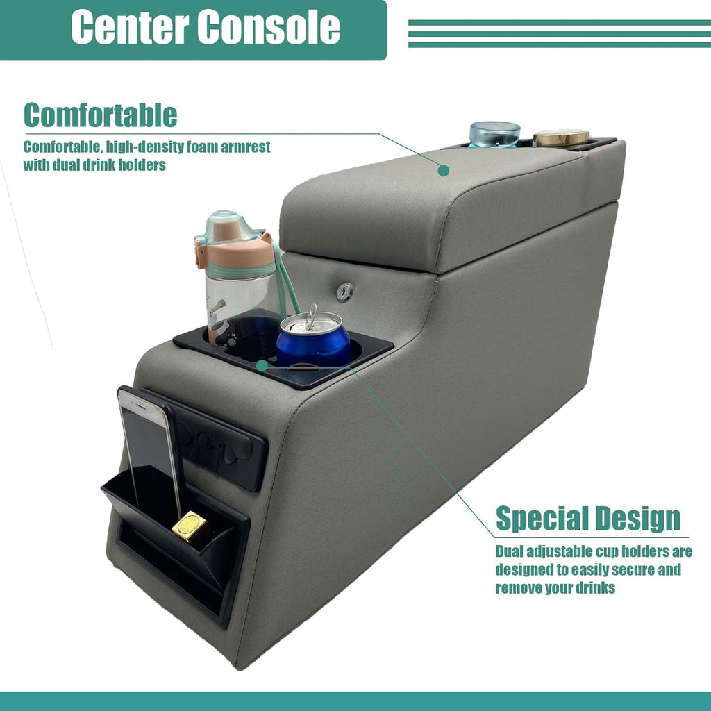 31515 Deluxe Locking Center Console for Jeep CJ-5 1976-1983, CJ-7 1976-1986, Wrangler YJ 1987-1995 Grey