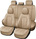 MINGBRON Car Seat Covers,Car Seat Protector Waterproof,Seat Covers Full Set, Car Seat Protectors,Automotive Seat Covers Fit for Most Cars Beige
