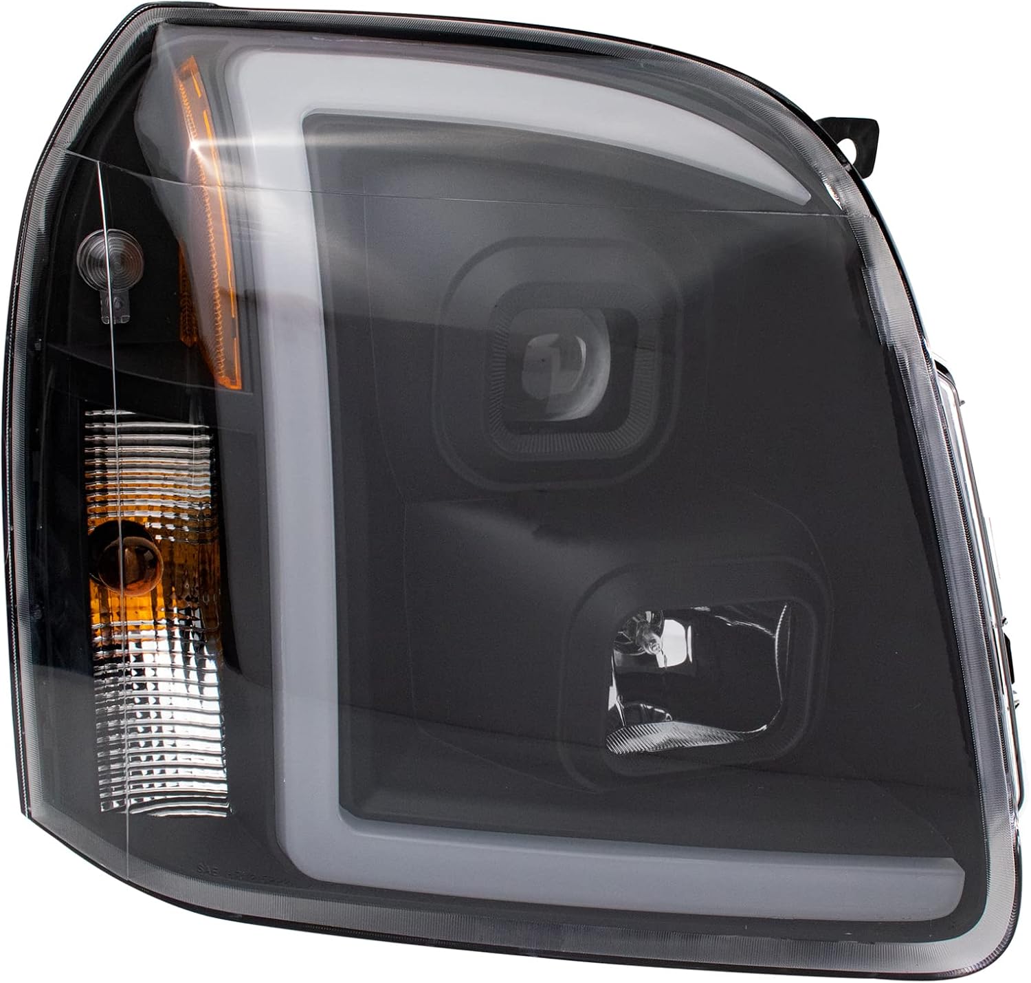 TRQ Performance Driver and Passenger Side Headlight Assembly Set Projection Style Black Housing Clear Lens Compatible with 07-14 GMC Yukon 07-14 GMC Yukon XL 1500 07-13 GMC Yukon XL 2500