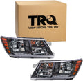 TRQ 2 Piece Headlight Assembly Set Quad Halogen Driver & Passenger Side Compatible with Dodge Journey 2014-2020 With Code LME CH2502265 CH2503265 68200084AC 68200085AC