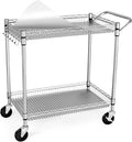 WDT Heavy Duty 2 Tier Rolling Cart, NSF Listed, 660Lbs Capacity, Commercial Grade Metal, 35.63'x18.1'x33.93'
