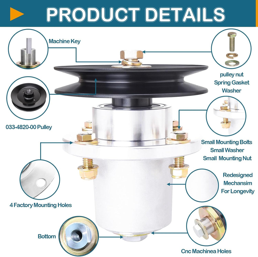 42' 48' Deck Spindle Assembly (037-2050-00 037-2000-00) Pulley (033-4820-00) Fits Bad Boy MZ Mag num MZ Zero Turn Mower (3 Pack)