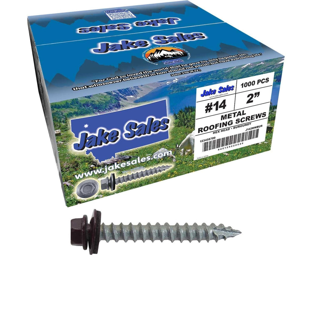 14x2 Metal Roofing Screws (Burgundy) (14X2 MRS CASE)