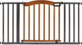 Summer Infant Anywhere Decorative Walk-Thru Pet and Baby Gate, 28' - 42.5' Wide, 30' Tall, Pressure Mounted, Insall In-between Rooms and Doorways, Walnut Wood with Metal Charcoal Accents