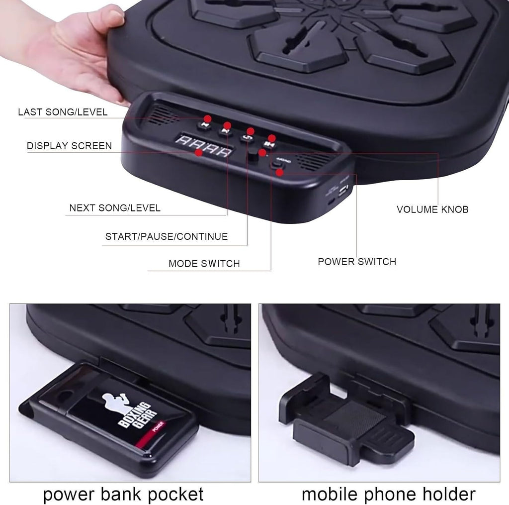 Music Boxing Machine,Can Connec Smart Music Boxing Machine Wall Mounted with 2 Pairs of Boxing Gloves