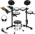 CAHAYA Electric Drum Set – Beginner Electronic Drum Kit for Kids & Adults, Portable Quiet Mesh Pads, 350 Sounds, 25 Kits, Headphones & Drum Throne, Ideal Xmas Gift