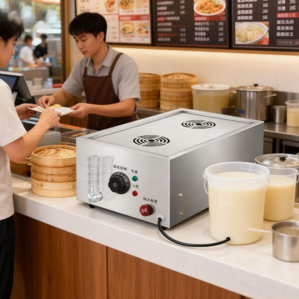 Temperature Control Large Capacity Bun Steamer, Multifunction Commercial Home Kitchen Appliance Electric Steam Pot Dry Boiling Alarm for Breakfast Shop, School,2 Holes