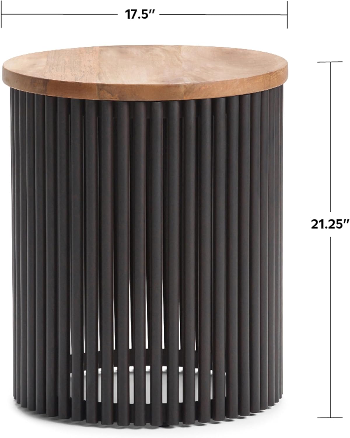 SIMPLIHOME Demy Metal and Wood Accent Table - 18 inch Wide Solid Metal Round End Table in Natural and Black, Industrial Side Table or Coffee Table for Living Room with Compact Design, Assembled | Side Table