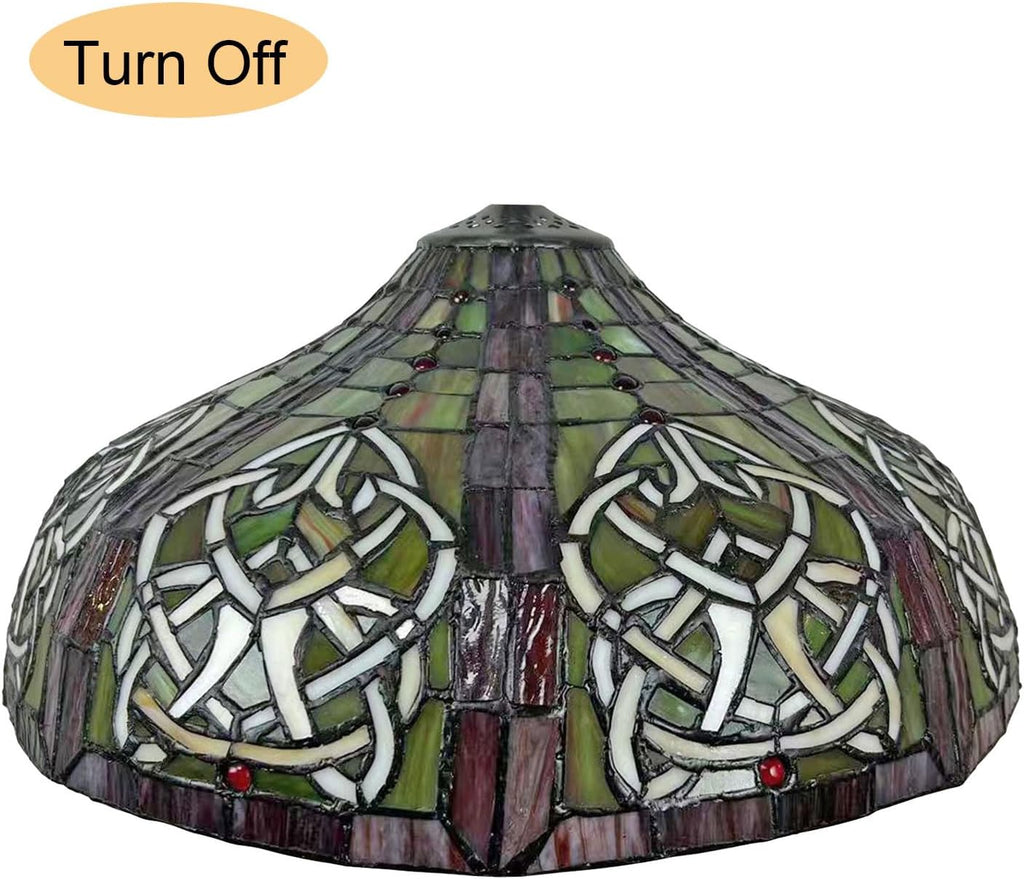 Tiffany Lamp Shade Replacement Only 16X9 Inch Victorian Stained Glass Lampshades, Vintage Red Green Light Cover for Table Lamp Floor Lamp Hanging Pendant lamp Ceiling Light