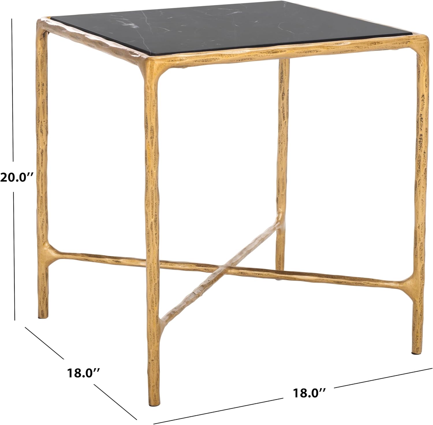 SAFAVIEH Couture Collection Jessa Brass Base & Black Marble Top Square End Table, Fully Assembled