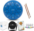Balmy Drum Steel Tongue Drum 10 inch 11 Notes 440Hz, Handpan Drum with Music Book, Mallets, Carry Bag, Finger Picks, Rain Drum for Outdoor, Meditation Yoga Calming Instruments for Adults Kids (Blue)