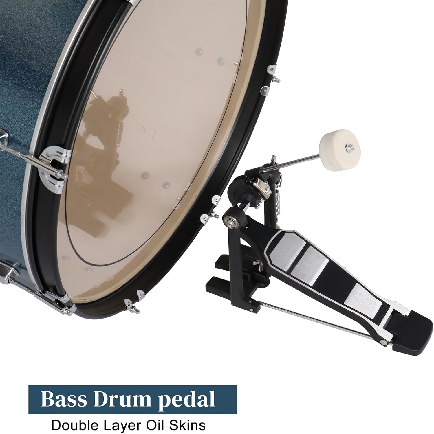 5-Piece Full Size Complete Adult Drum Set,22 Inch Drum Set,with Cymbal Stands, Hi-hat Stand, Sticks, Drum Pedal, Stool & Floor Tom for Beginner Teens Student
