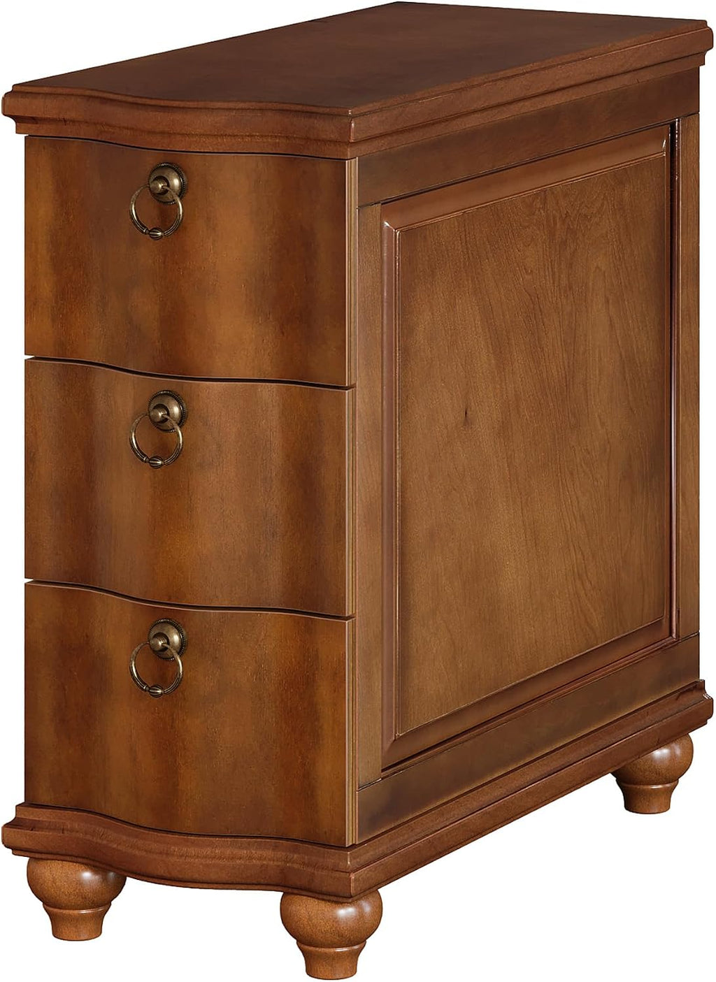 Tribesigns Wood Fully Assembled End Table, 3-Drawers Narrow Slim Side Table, No Assembly Required, Nightstand for Bedside, Small Spaces, Living Room, Bedroom, Walnut Brown