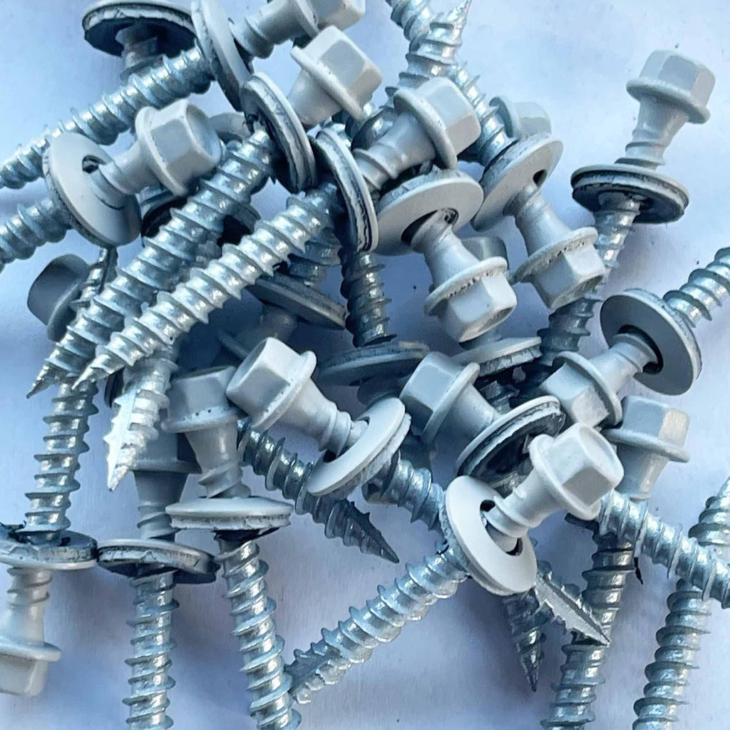 Metal Roofing Screws - #10 x 1.5' – Self Tapping Hex Head with EPDM Rubber Washer – for Metal to Wood, Corrugated Roofing, Siding, Sheds, Pancake Screw - ¼' Hex Drive Easy Installation - Grey (2500)