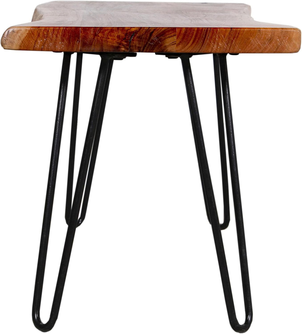 Alaterre Furniture Live Edge Wood Bench with Hairpin Metal Legs - Industrial Modern Entryway Bench with Minimalist Design - Furniture for Entryway, Dining Room, Kitchen, or Bedroom (48 Inch)