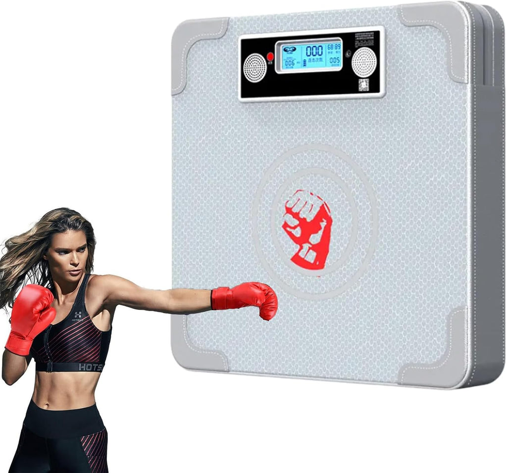 Music Boxing Machine for Adults and Kids, Home Wall Music Boxing Pad,Electric Boxing Target White Light Flashing,Silver