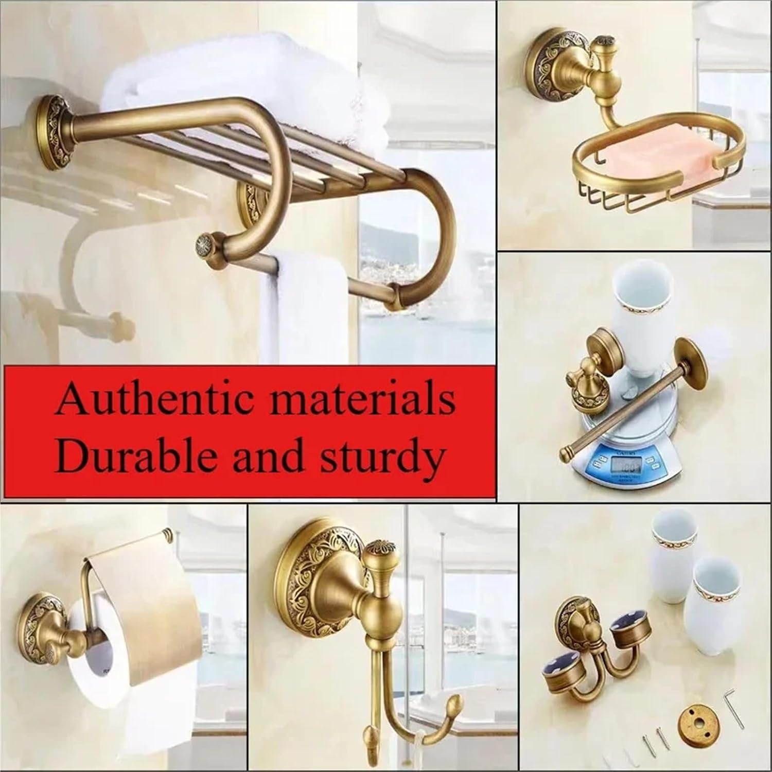 Bathroom Accessories Antique Brass Collection, Towel Ring, Paper Holder, Toilet, Coat Hook, Bath Rack, Soap Dish(Paper Holder)