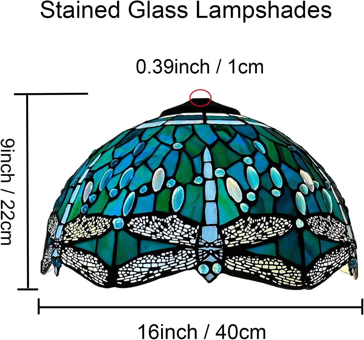 16-Inch Dragonfly Lampshade Replacement, Tiffany Style Stained Glass Lamp Shade Only for Table Lamps Pendant Lamps Floor Lights Ceiling Fixture,Blue
