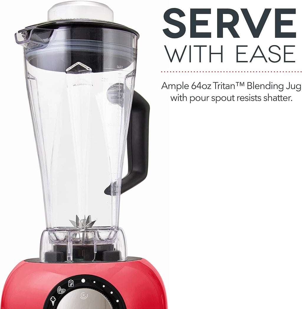 Dash Chef Series Deluxe Digital Blender - 1400W Professional High Speed Blender for Smoothies, Soups & Frozen Drinks, 64 oz BPA-Free Tritan™ Pitcher, 8 Presets, Stainless Steel Blades, USB Port - Red