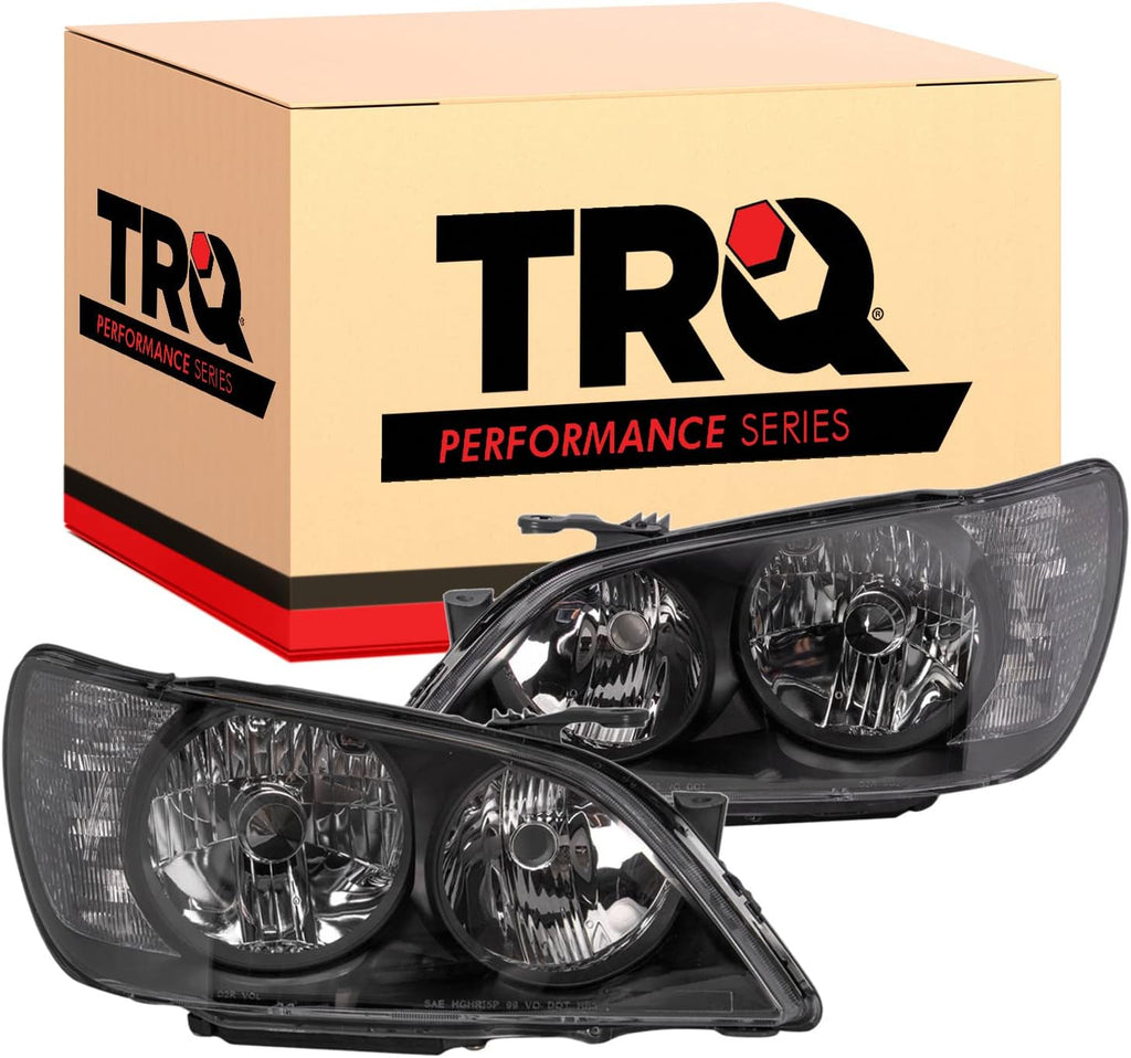 TRQ Performance Driver and Passenger Side Headlight Assembly Set Compatible with 01-05 Lexus IS300
