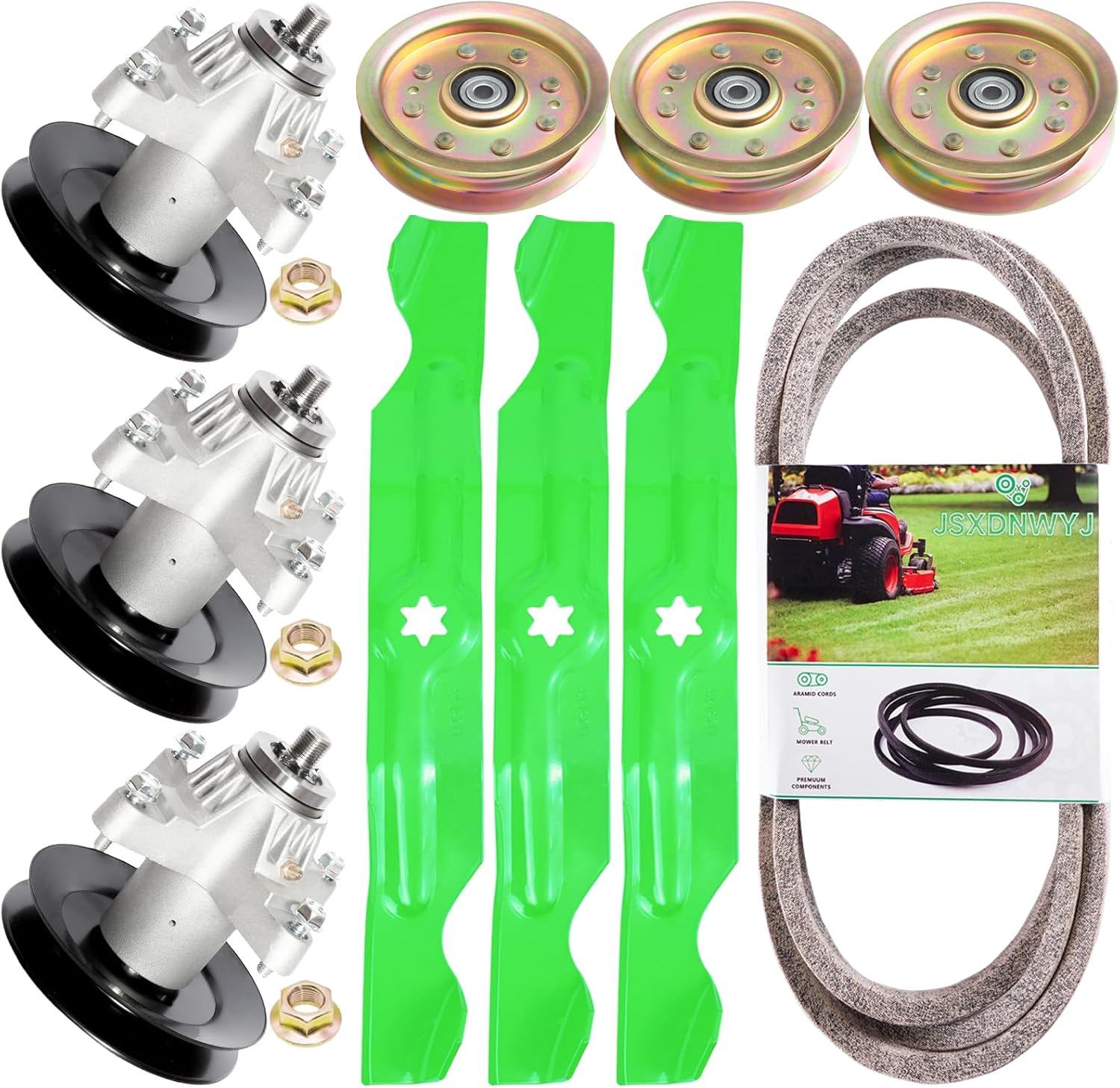 50 Inch Mower Deck Rebuild Kit - Fits Cub Cadet MTD RZT-50 RZT-50VT RZT50 ZT50 Troy Bilt Mustang XP 50 Lawn Mower 3 Spindles (618-04126) 3 Blades (942-04053) 1 Belt (754-04044) 3 Idler (956-04129)