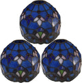 Tiffany 8 Inch Stained Glass Lampshades Replacement, Handmade Blue Light Cover Only 1-5/8-Inch Fitter Opening for Wall Lamp Pendant Light Ceiling Fixture Chandeli,3pcs