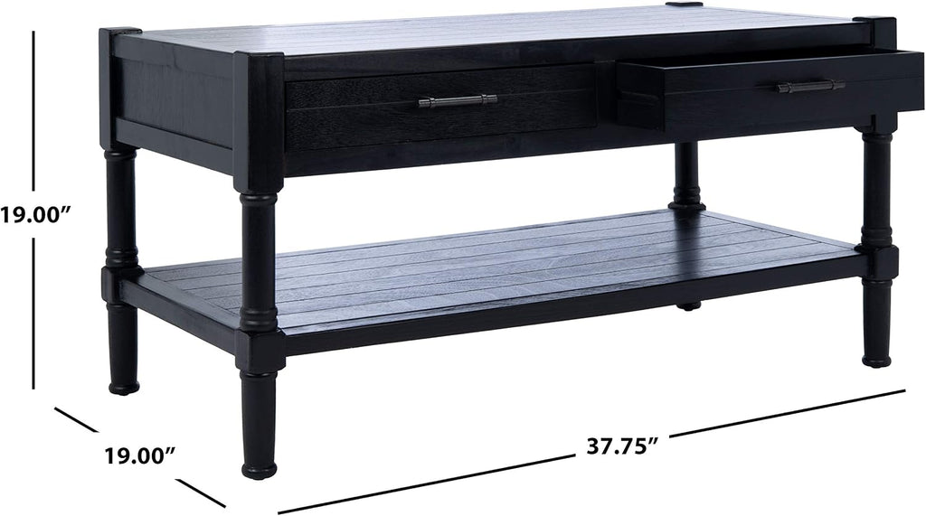 Safavieh Home Collection Filbert Black 2-Drawer Bottom Shelf Coffee Table COF5703B