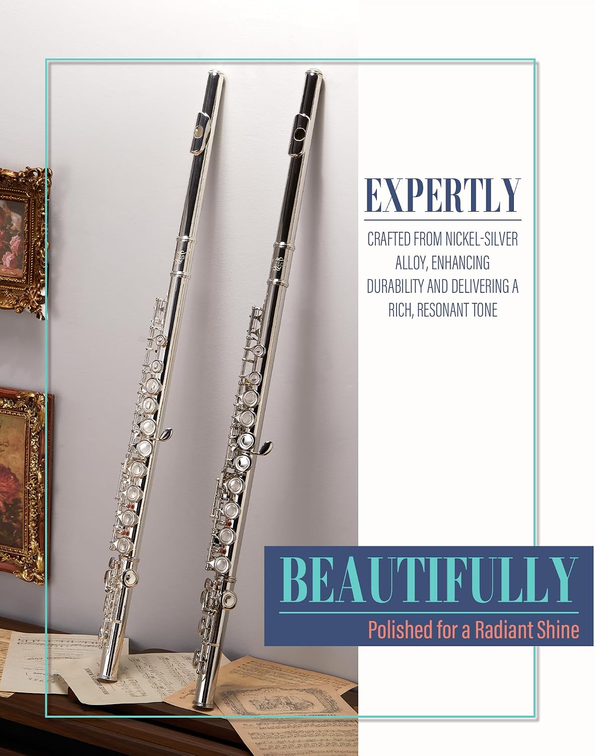 AKLOT Closed-Hole Concert C Flute: Flute Instrument with 16 Keys, Offset G, Smooth Silver-Plated Keys, Air-Tight Pads, Include Stylish Leather Hard Case, Cleaning Kit, Stand, Gloves (LUM-MV)