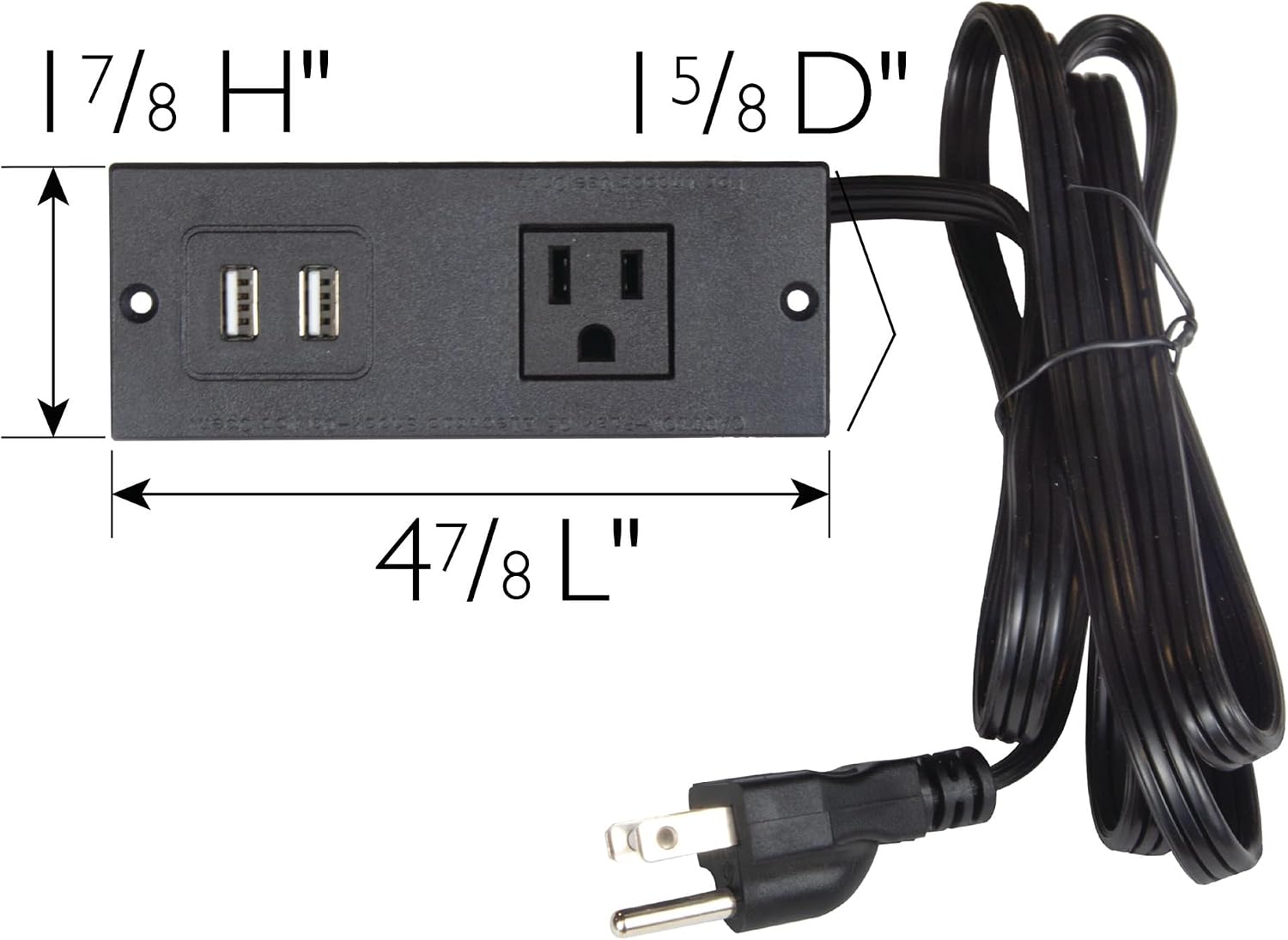 Recessed Power Strip Replacement USB Assembly, Leick Home Tables, Black - Design House, 931618