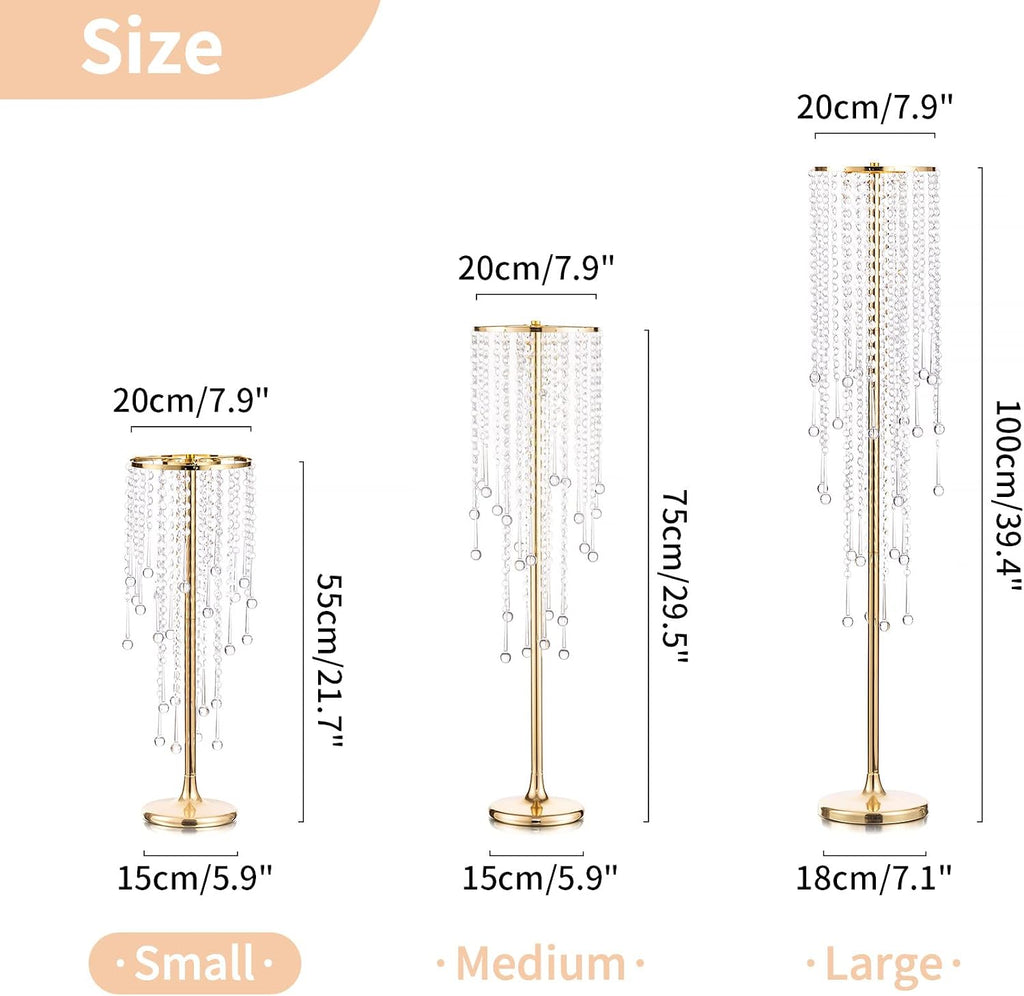 NUPTIO Gold Vases for Centerpieces Wedding - 10 Pcs 21.7in Tall Vase Centerpieces for Tables - Chandelier Flower Stand Bulk