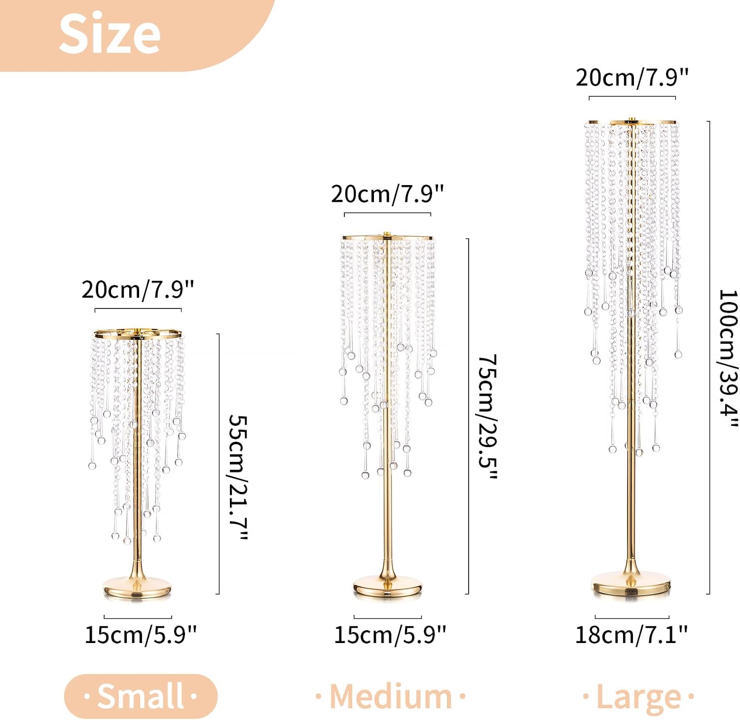 NUPTIO Gold Vases for Centerpieces Wedding - 10 Pcs 21.7in Tall Vase Centerpieces for Tables - Chandelier Flower Stand Bulk