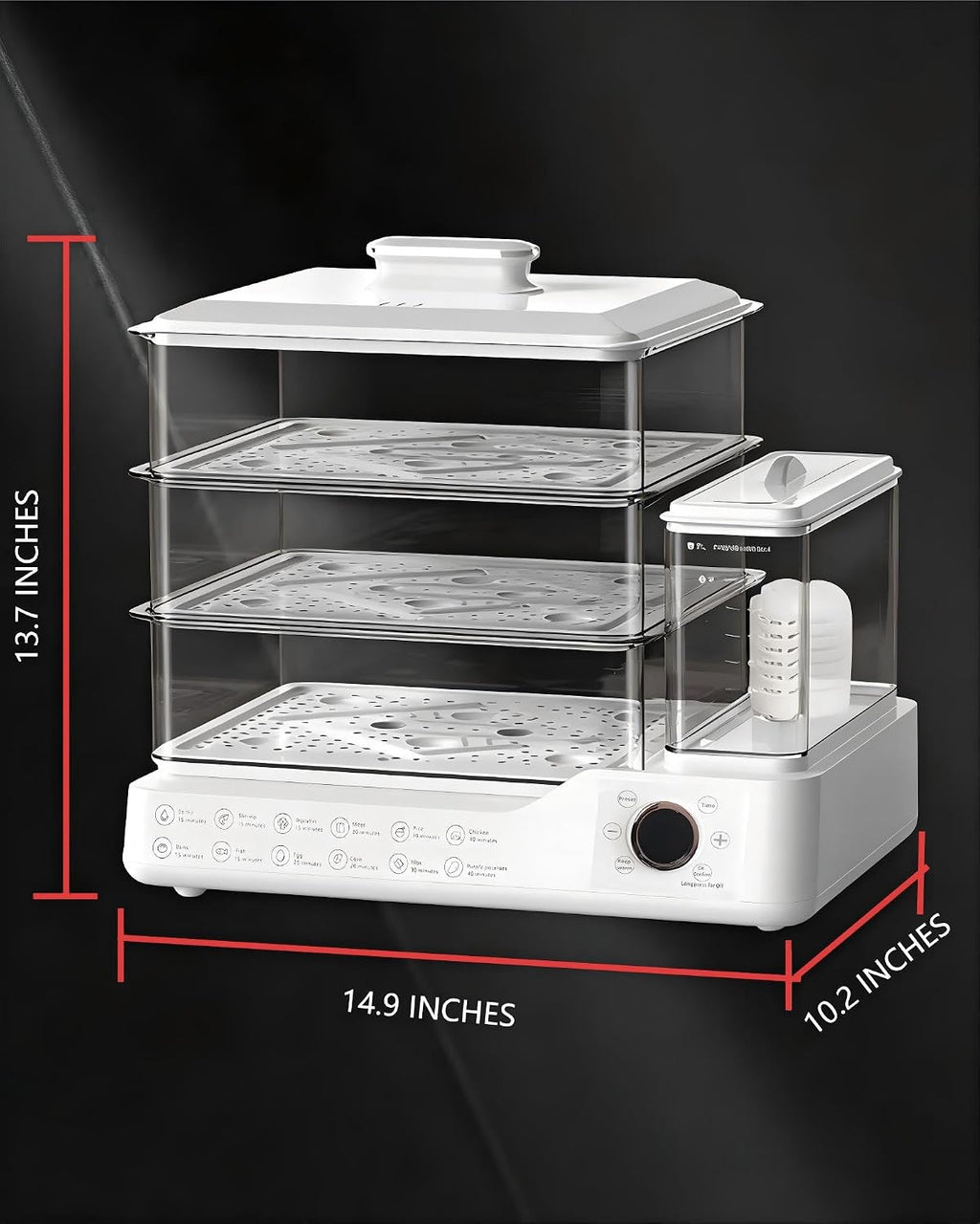 24L Electric Steamer, 800W 3-Layer Food Steamer with Detachable Water Tank, 24-Hour Timer & Auto Keep Warm, Digital Touch Panel for Family & Gatherings