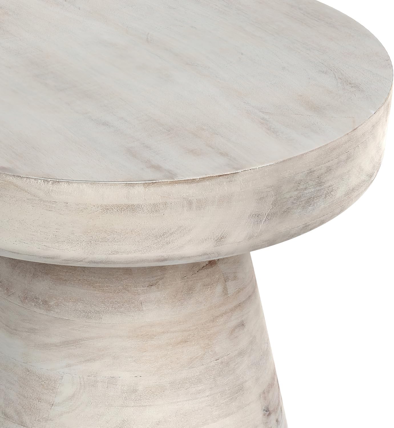 SIMPLIHOME Robbie Accent Table - 16 inch Wide Solid Mango Wood End Table in Distressed White Wash, Boho Contemporary Rustic Side Table for Living Room or Bedroom with Multipurpose Function, Assembled