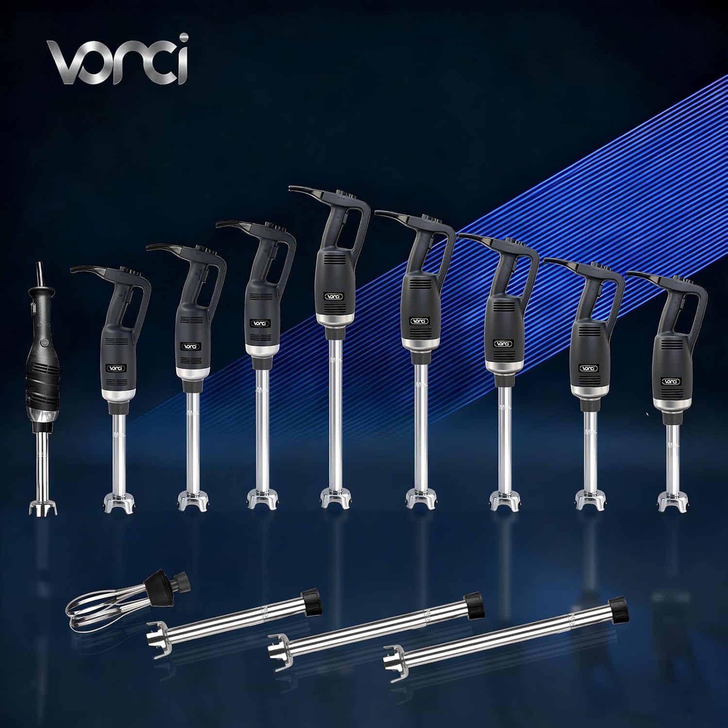 VONCI 750W Commercial Immersion Blender, Electric Hand Blender with 16' Detachable Shaft, Variable Speed 8000-19000RPM,Industrial Immersion Blender for Restaurant Kitchen.Extra Heavy Duty Hand Mixer.