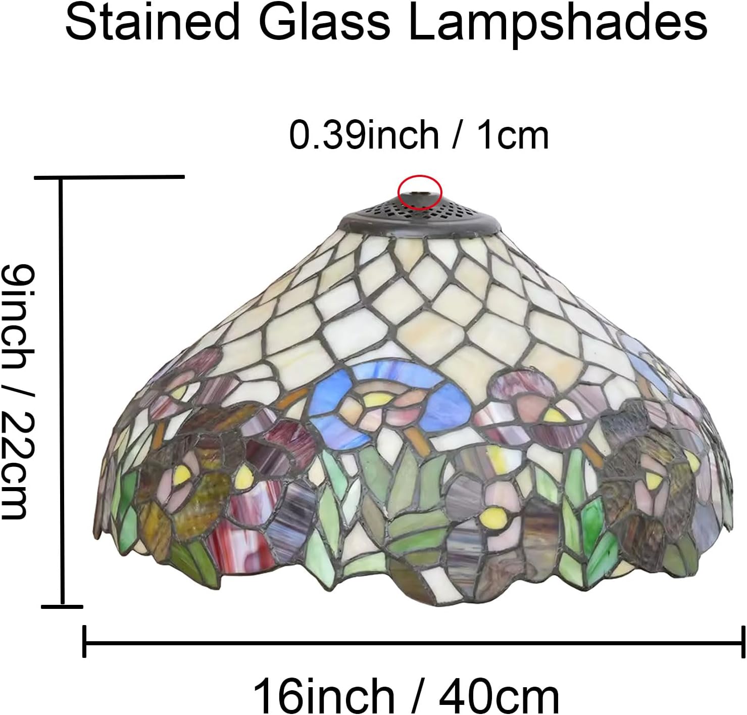 Rose Table Lamp Shade Replacement Only 16X9 Inch Tiffany Style Stained Glass Cream Amber Lampshades, Vintage Pastoral Romance Light Cover for Desk Light Floor Lamp Pendant Ceiling Lamp,A2